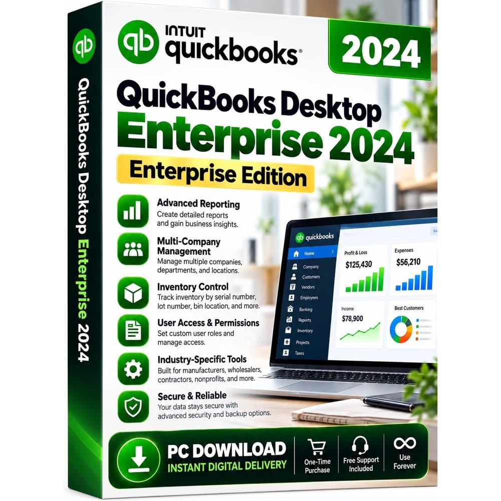 QuickBooks Desktop Enterprise 2024 – Authentic License (Up to 30 Users) | Guaranteed Activation