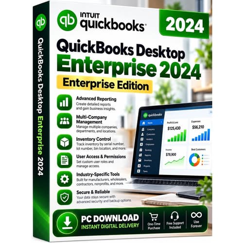 QuickBooks Desktop Enterprise 2024 – Authentic License (Up to 30 Users) | Guaranteed Activation
